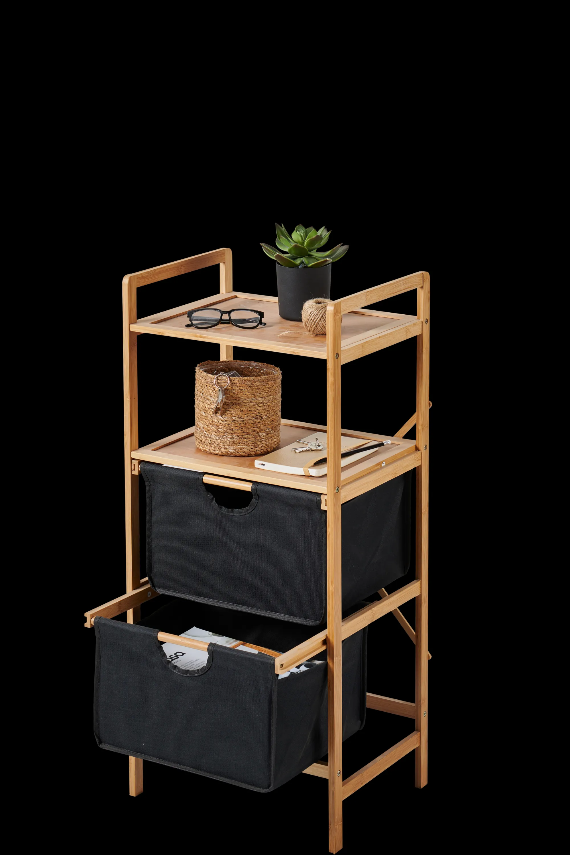 CASA Bamboo Mobile Con 2 Cassetti Nero, Naturale* Cassettiere