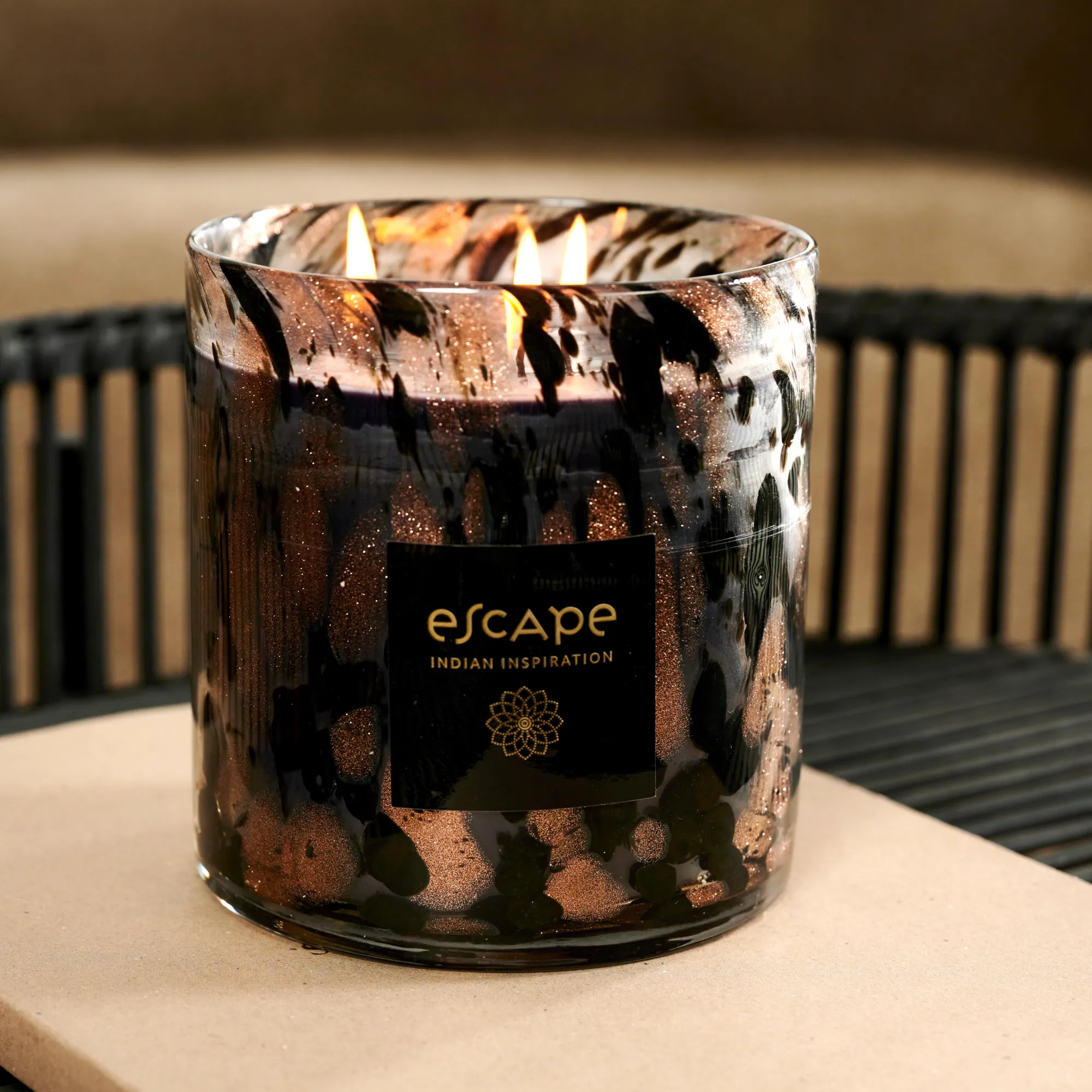 CASA Escape Indian Inspiration Candela Profumata Nero, Rame, Multicolore* Candele