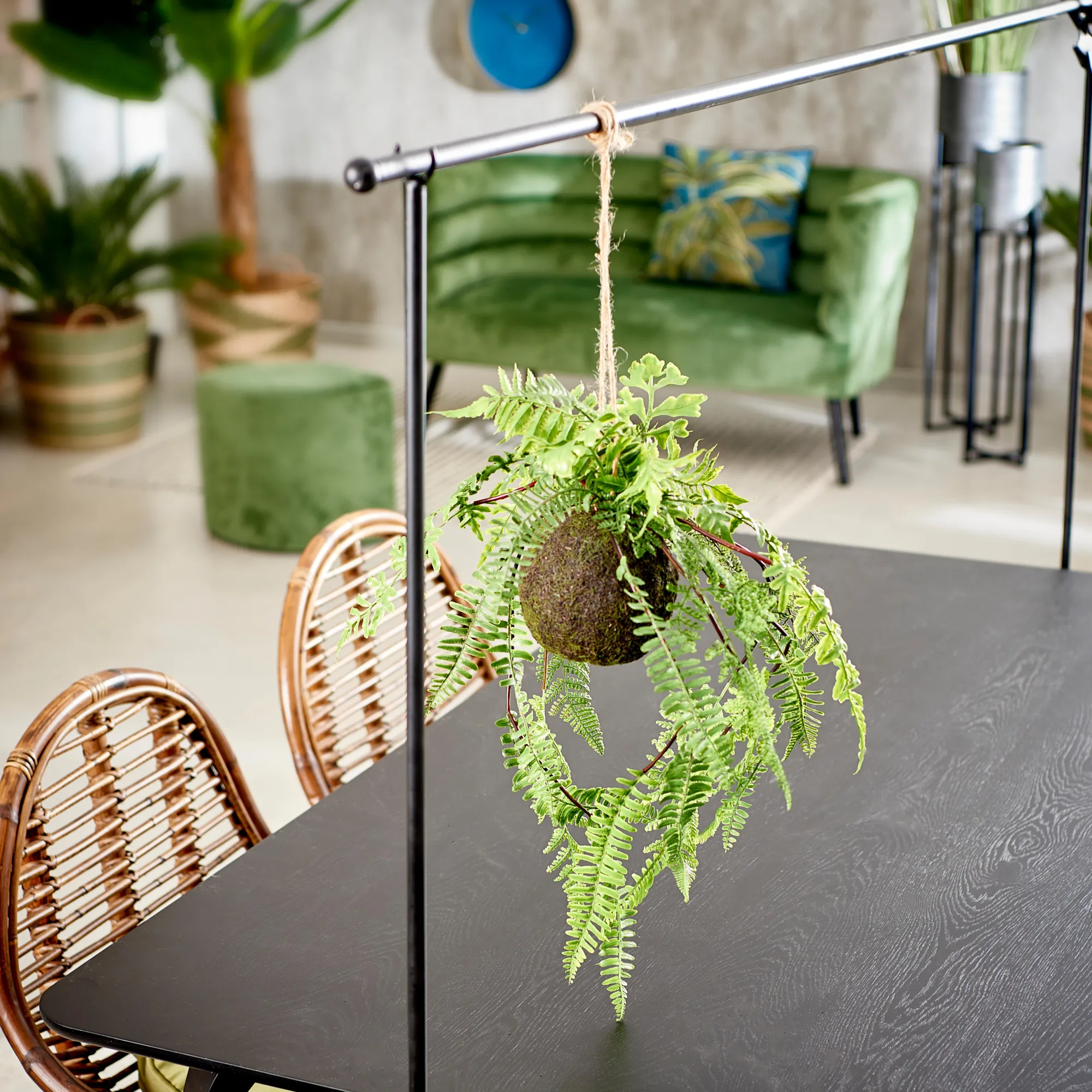 CASA Greenery Vaso Sospeso Con Felce Verde* Piante Artificiali