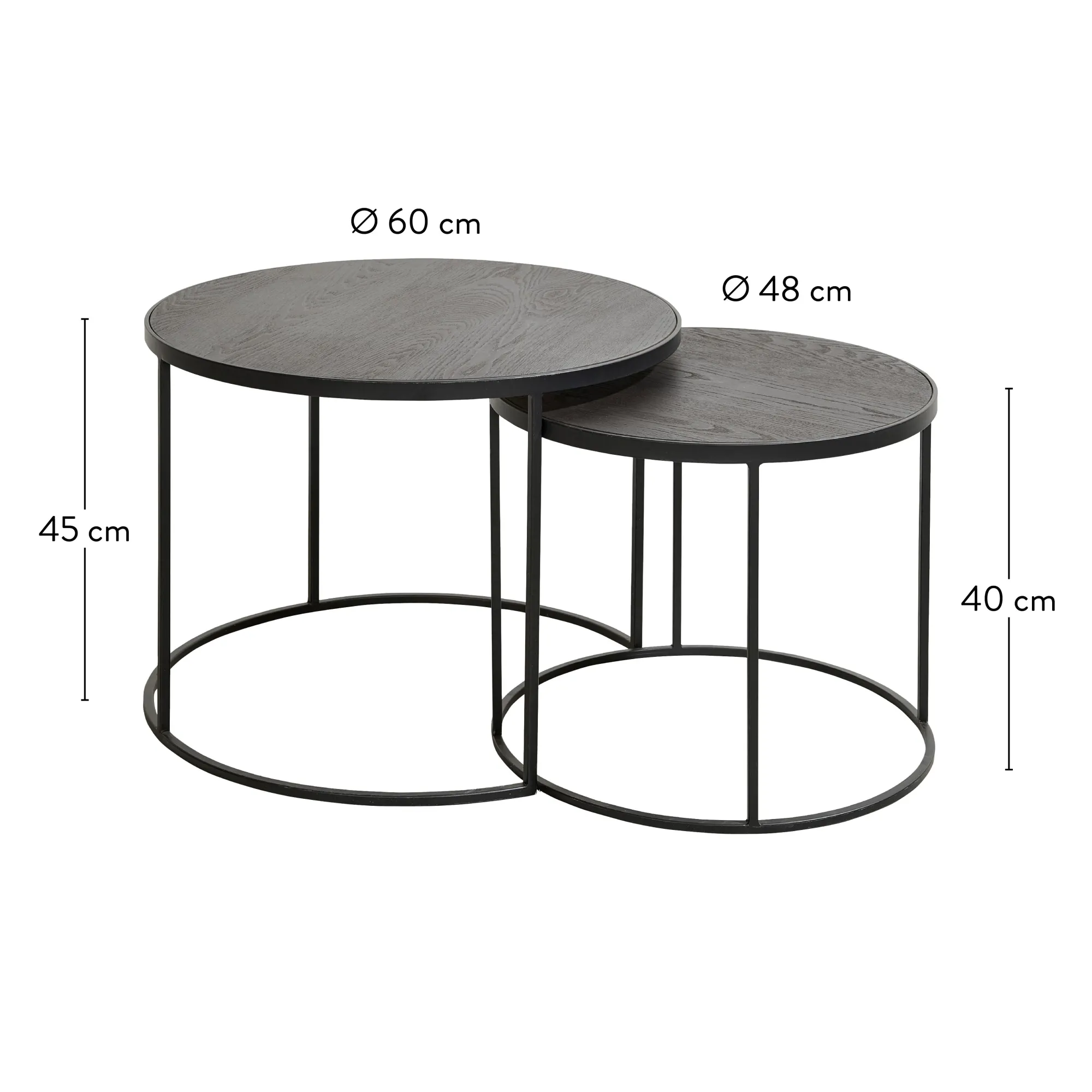 CASA Memphis Tavolini Set Di 2 Gambe Nero* Tavolini