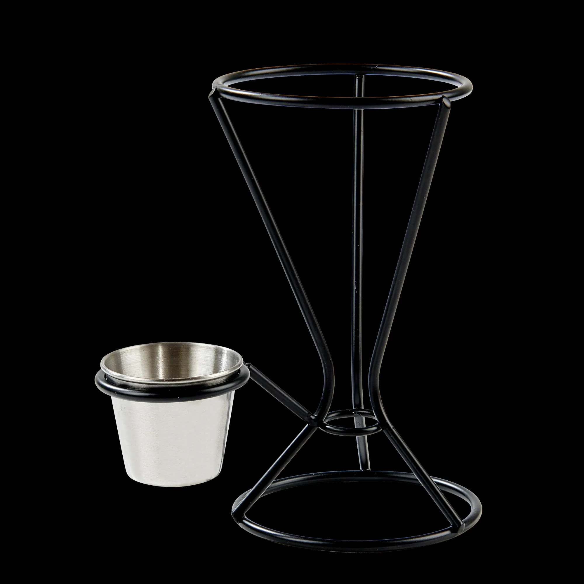 CASA Njam Xl Supporto Cartoccio Con Contenitore Per Salsa Nero, Argentato* Aperitivo E Tapas