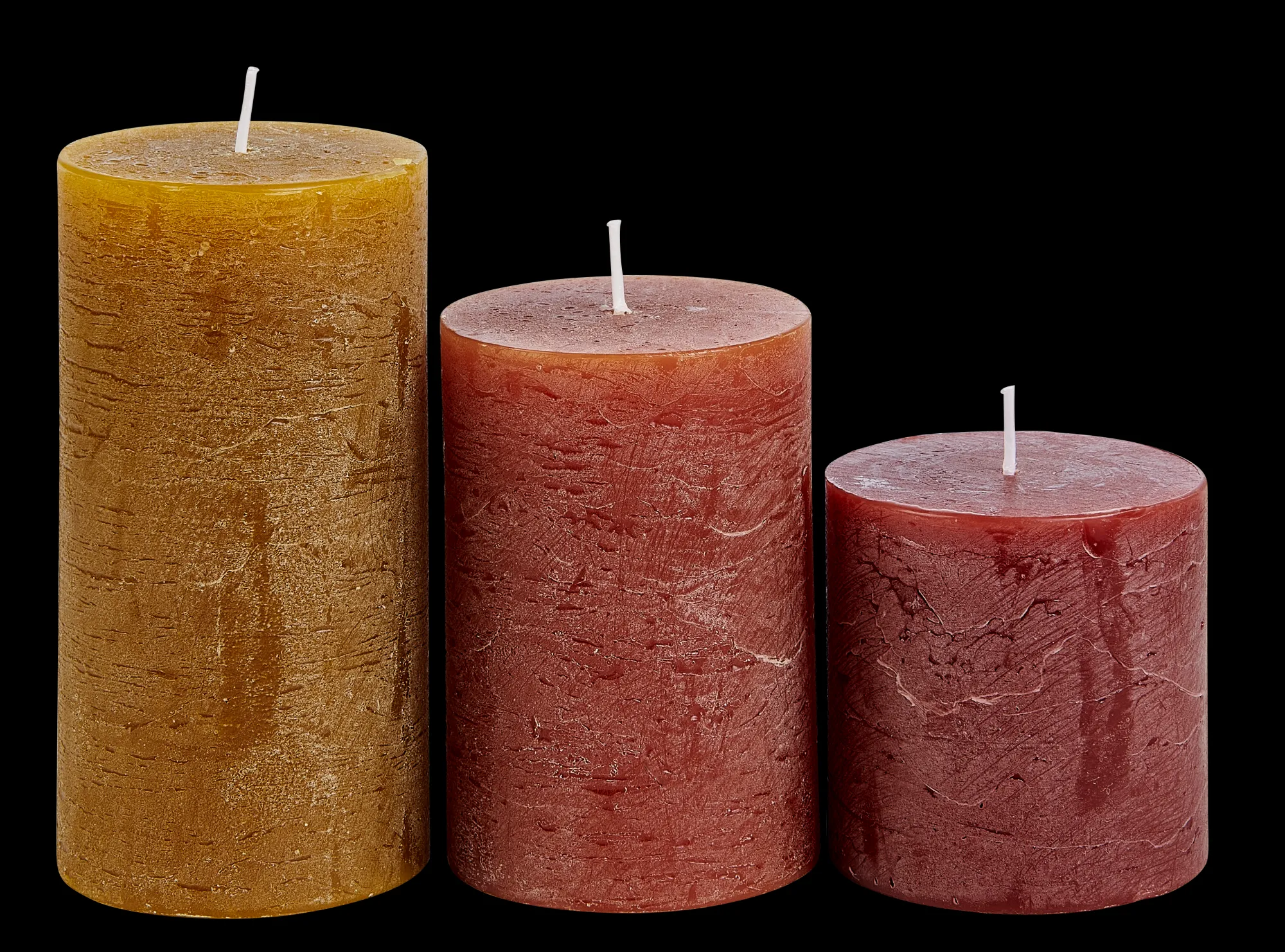 CASA Rustic Candele Set Di 3 Marrone, Rosso, Verde* Candele