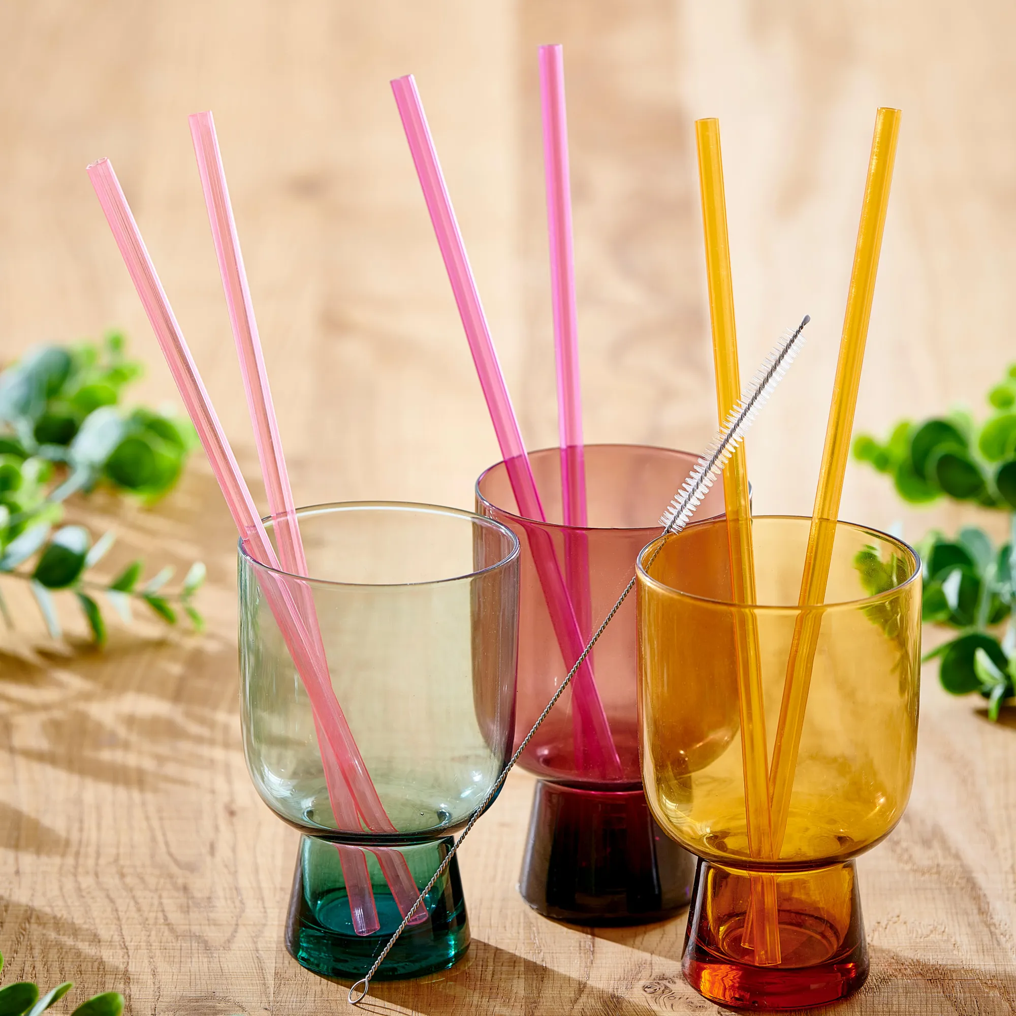 CASA Slurp Set Di 6 Cannucce Riutilizzabili Mix Di 3 Colori Arancione, Viola, Rosa* Accessori Per Cocktail
