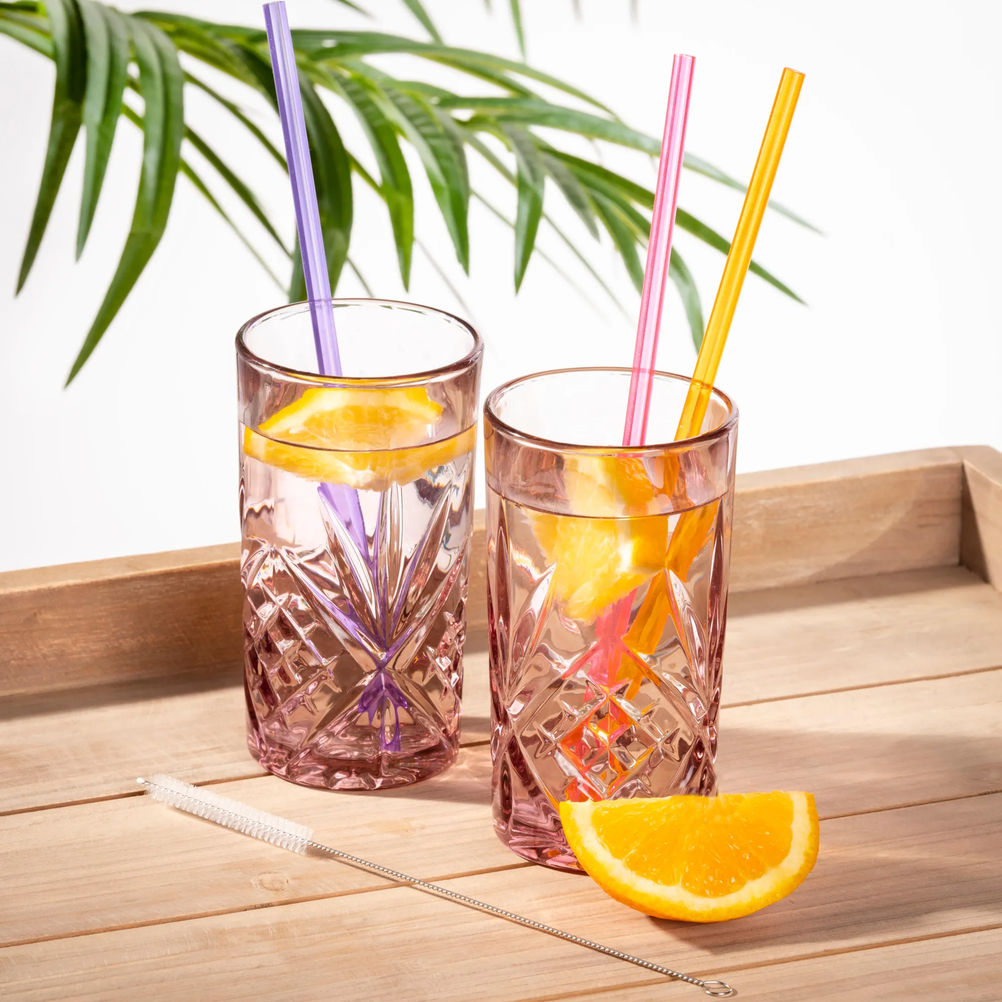 CASA Slurp Set Di 6 Cannucce Riutilizzabili Mix Di 3 Colori Arancione, Viola, Rosa* Accessori Per Cocktail